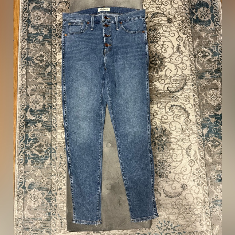 Madewell Mid Wash 10 Inch High Rise Skinny Jeans Size 31 Button Fly